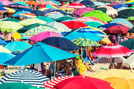 Many colorful umbrellas featuring umbrellas, beach, and vacation, a Nature Photo by Vapi