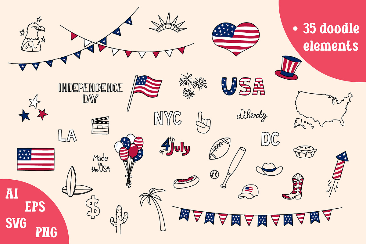 Independence Day | USA Doodles, an Object Illustration by AnnaViolet_store (Photo 2 of 9)