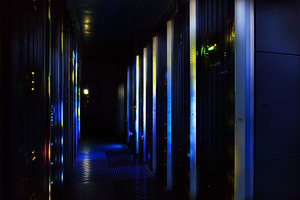 fantastic view of the mainframe in the data center rows