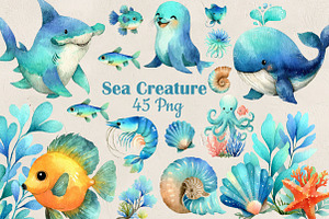 Sea Creature Clipart, an Illustration by DreamCafeArt
