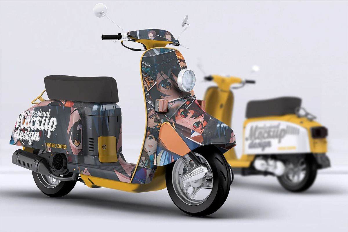 Vintage Scooter Mock-Up, a Product Mockup by DesignRushMarket (Photo 1 of 5)