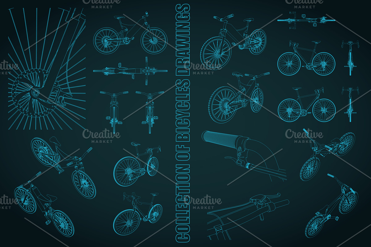 Bicycle Blueprints Set, a Transportation Illustration by Blacklight (Photo 1 of 4)
