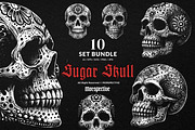 10 Bundle Dark Art Sugar Skull Death, an Illustration by Morspective (Thumbnail 1 of 7)
