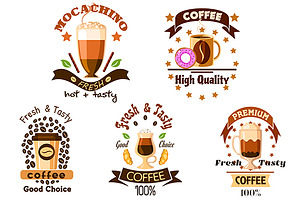 Coffee Drinks Badges And Icons