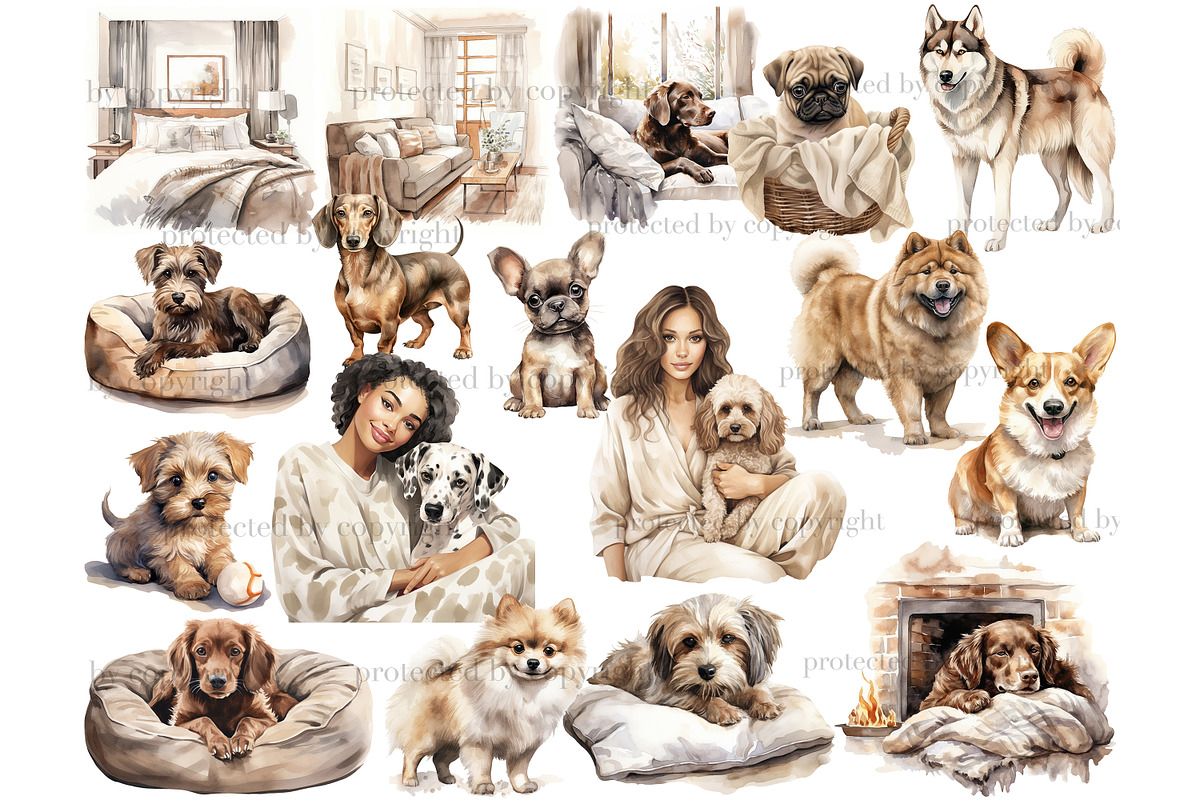 Dog Lover Clipart Pet Images Bundle, an Animal Illustration by GlamArtZhanna (Photo 4 of 6)