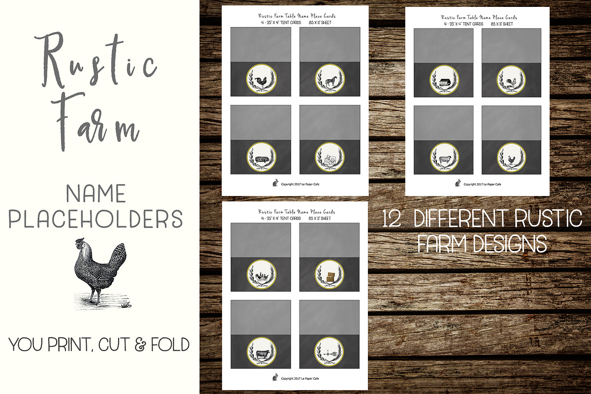 Rustic Farm Table Card Placeholders, an Object Graphic by Le Paper Cafe (Photo 3 of 4)