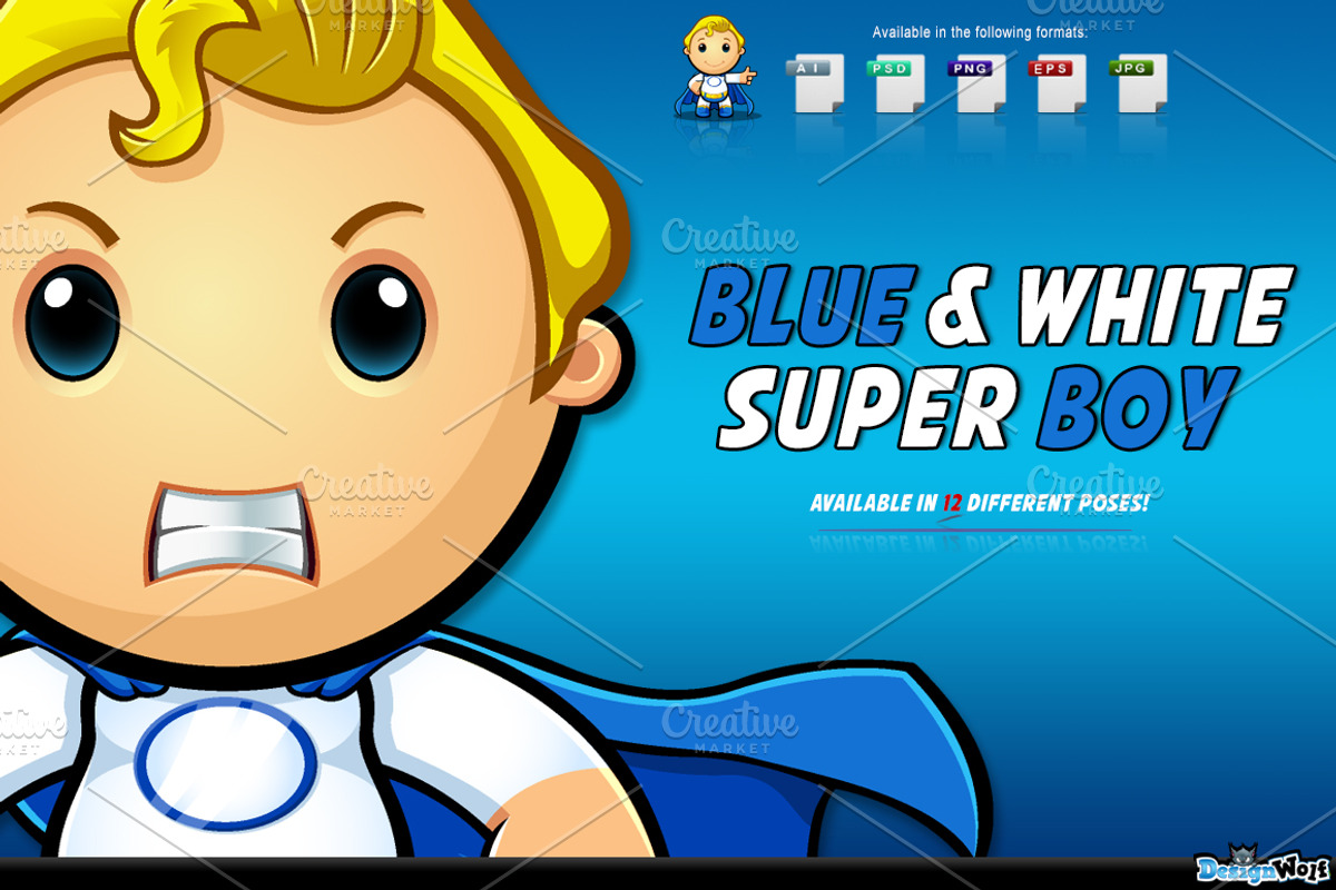 Blue And White Super Boy, a Healthcare Illustration by DesignWolf (Photo 1 of 2)