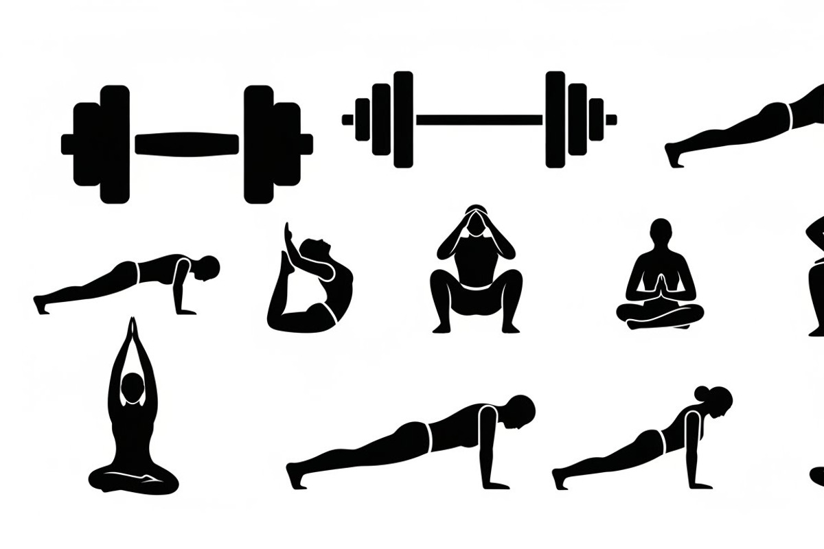 Fitness Workout Silhouette Icon Set, an Illustration by musafir_fashion (Photo 38 of 51)