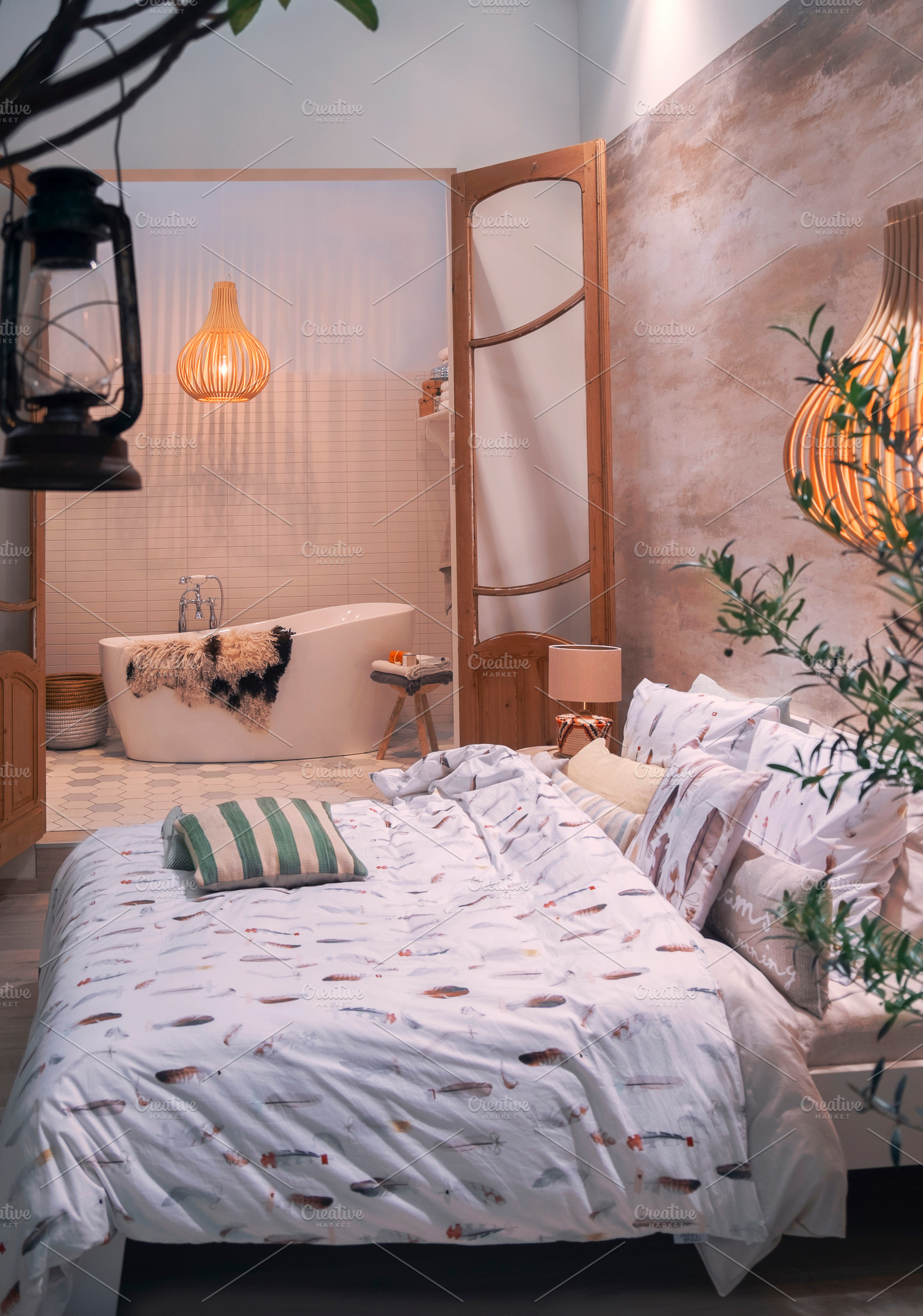 Bedroom in country style, decoration, an Architecture Photo by ariadna de raadt