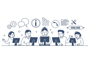 Customer service scene. Online, a Finance Illustration by LadadikArt