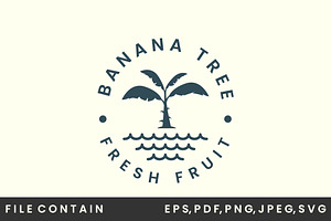 banana tree with water logo vintage