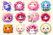 Kawaii Flowers Stickers Bundle, an Illustration by Dream Creation (Thumbnail 4 of 5)
