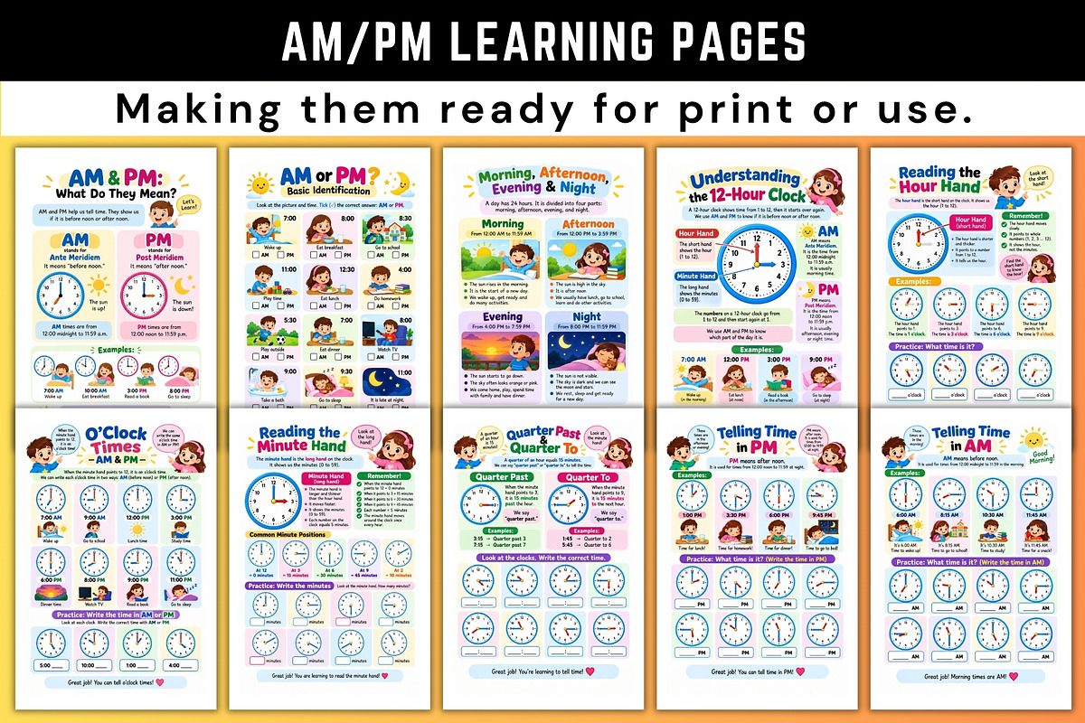 AM/PM Learning Pages, a Stationery Template by Designmela01 (Photo 2 of 6)