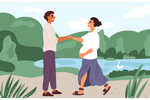 Couple in love with pregnant woman, an Illustration by Vectorbuum