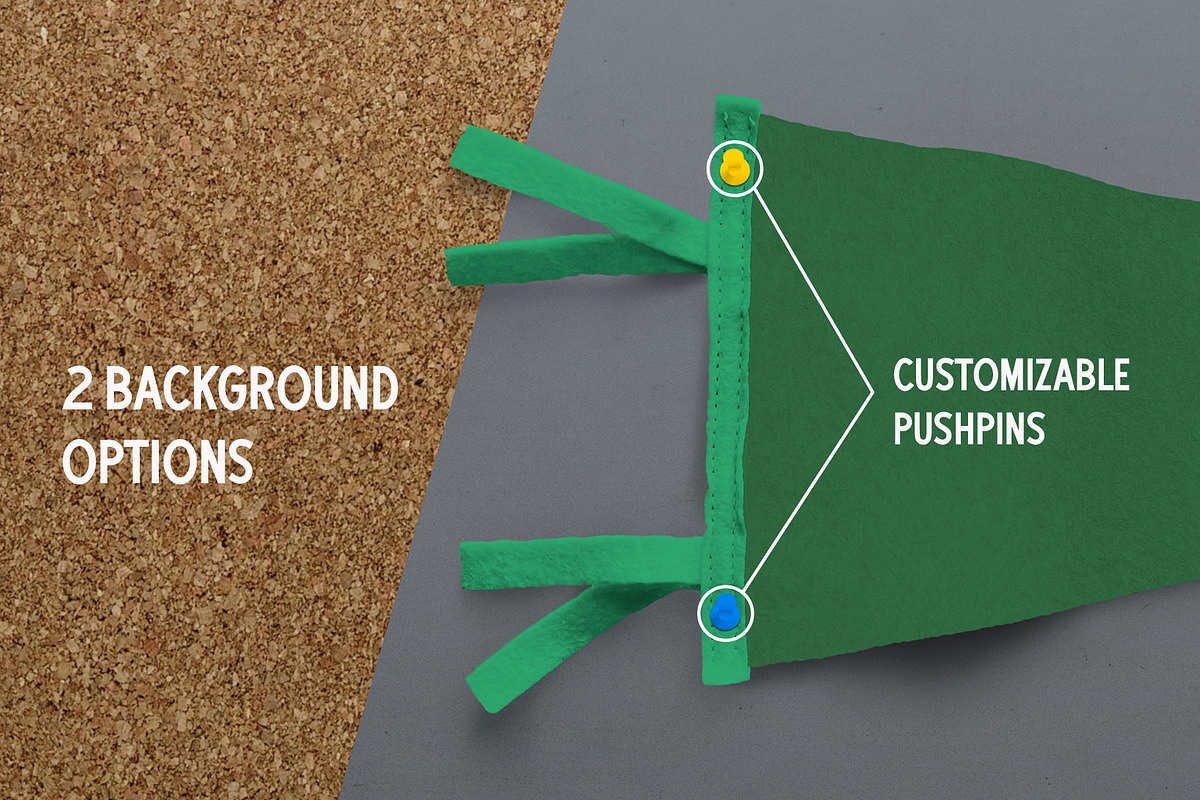 Felt Pennant Smart PSD Mockup, a Merchandise Mockup by Sombrero Craft (Photo 4 of 4)