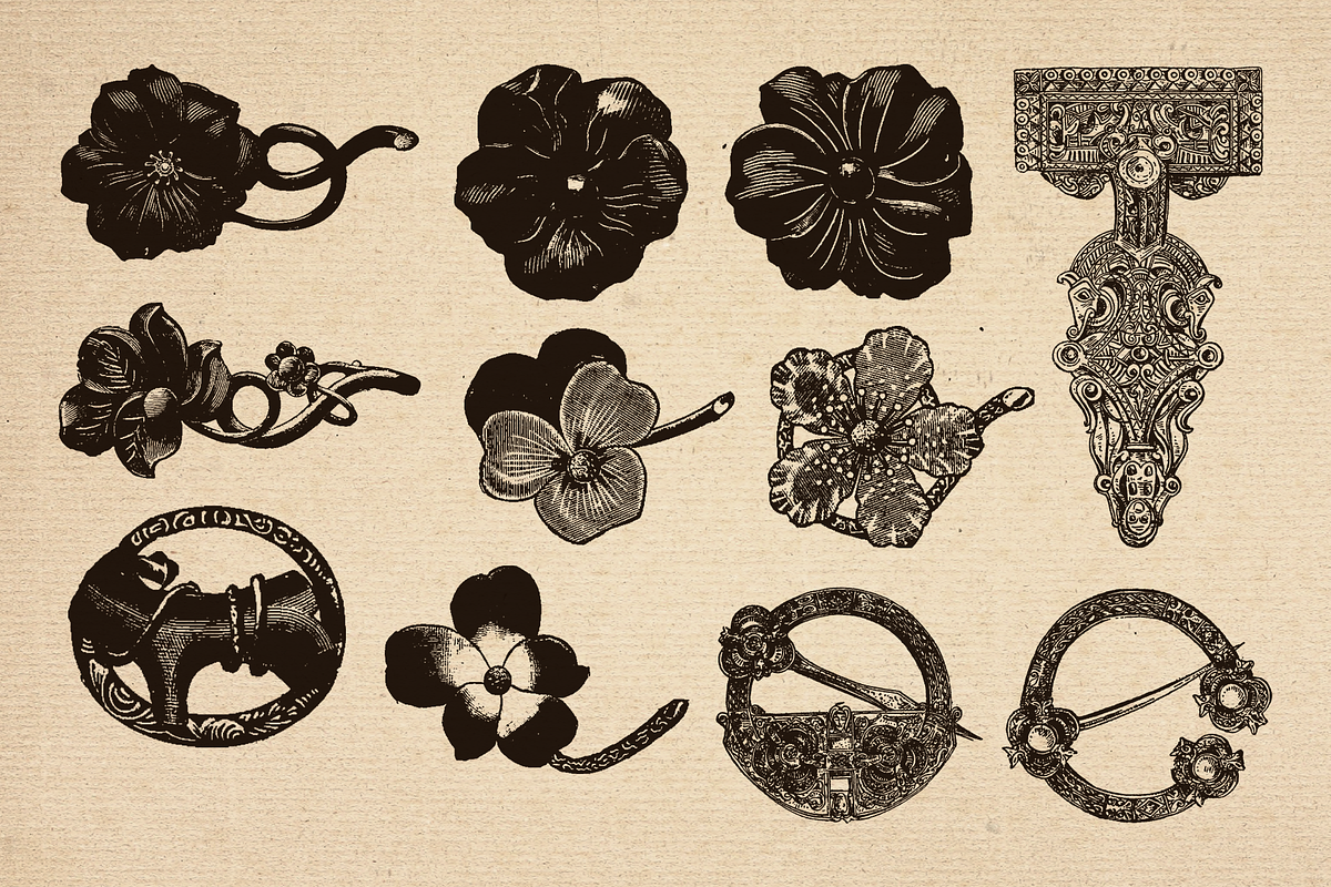 80+ Vintage Illustrations - Brooches, an Illustration by Meglenov (Photo 8 of 8)