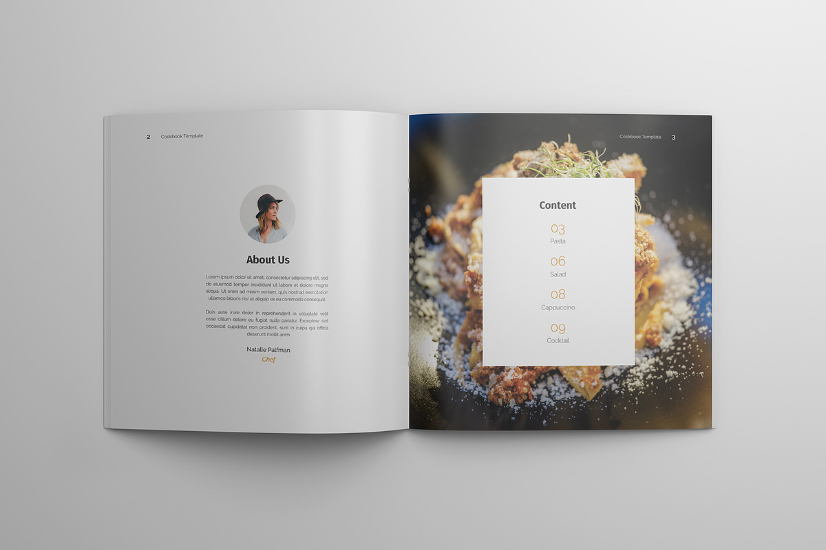 Square Recipe Book / Cookbook, a Magazine Template by MA-KING_ART