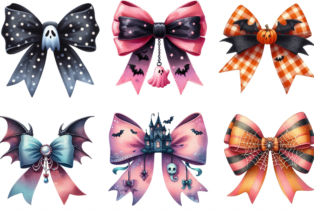 Halloween Coquette Bow Clipart, an Illustration by Designking (Photo 2 of 4)