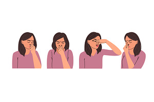 Woman covers her nose with hand from, a Person Illustration by Stock-Smart-Start