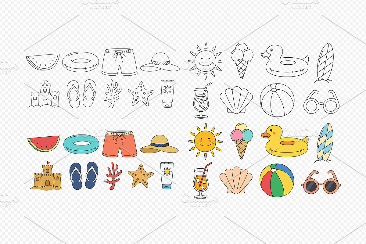 Summer Beach Vacation Elements., a Seasonal Illustration by kaisorn (Photo 3 of 3)
