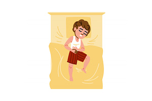 Young man sleeping in bed and having, an Object Illustration by pikepicture