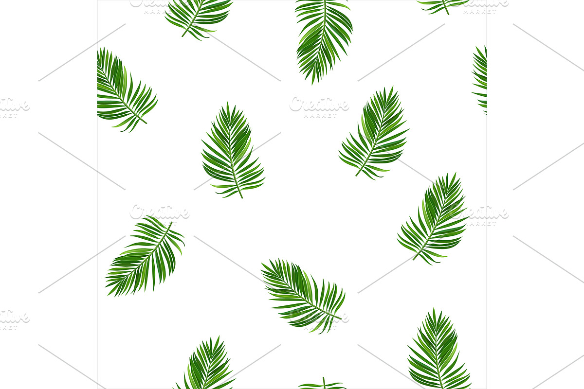 Tropical leaves seamless pattern, a Decorative Illustration by Elen_Art