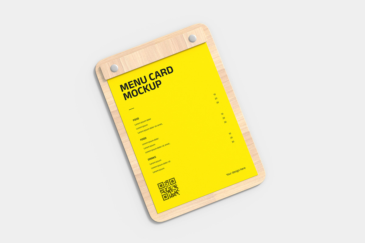 Woodboard Menu Card Mockup, a Product Mockup by graphypix (Photo 1 of 4)