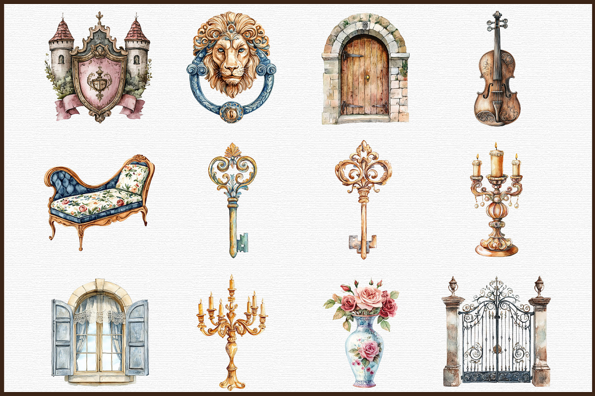 Vintage Clipart French Chateau Set, an Illustration by Sublimation Artist (Photo 3 of 6)