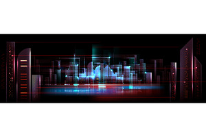 Abstract tech city AI skyline, a Technology Illustration by art PVP - market