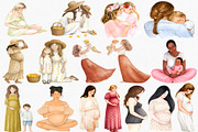 Watercolor Motherhood Clipart Set, an Illustration by CropUp Creative (Thumbnail 2 of 4)
