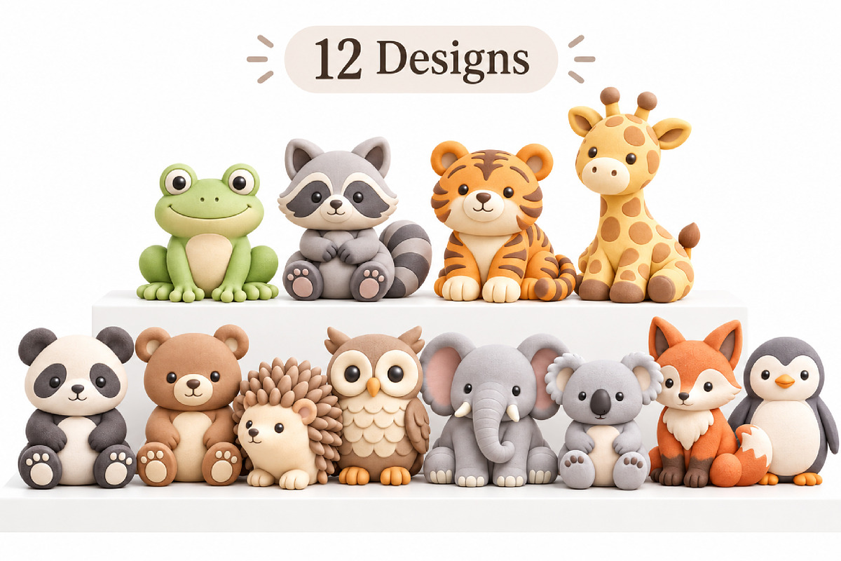 12 Pastel Animal Figurines STL, an Animal 3D Model by Layerology (Photo 2 of 3)