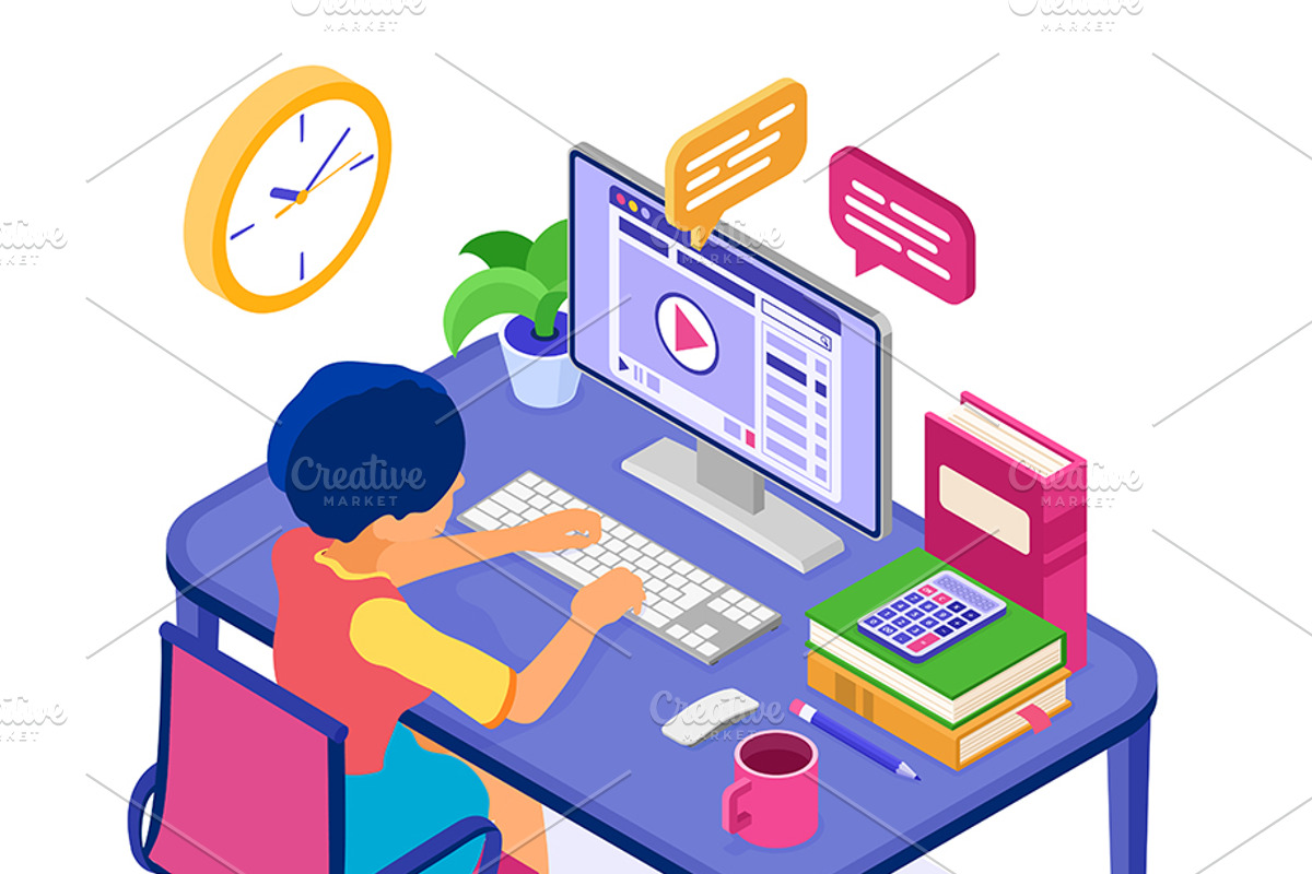 Online distance Education from Home, an Education Illustration by TAlex (Photo 3 of 6)
