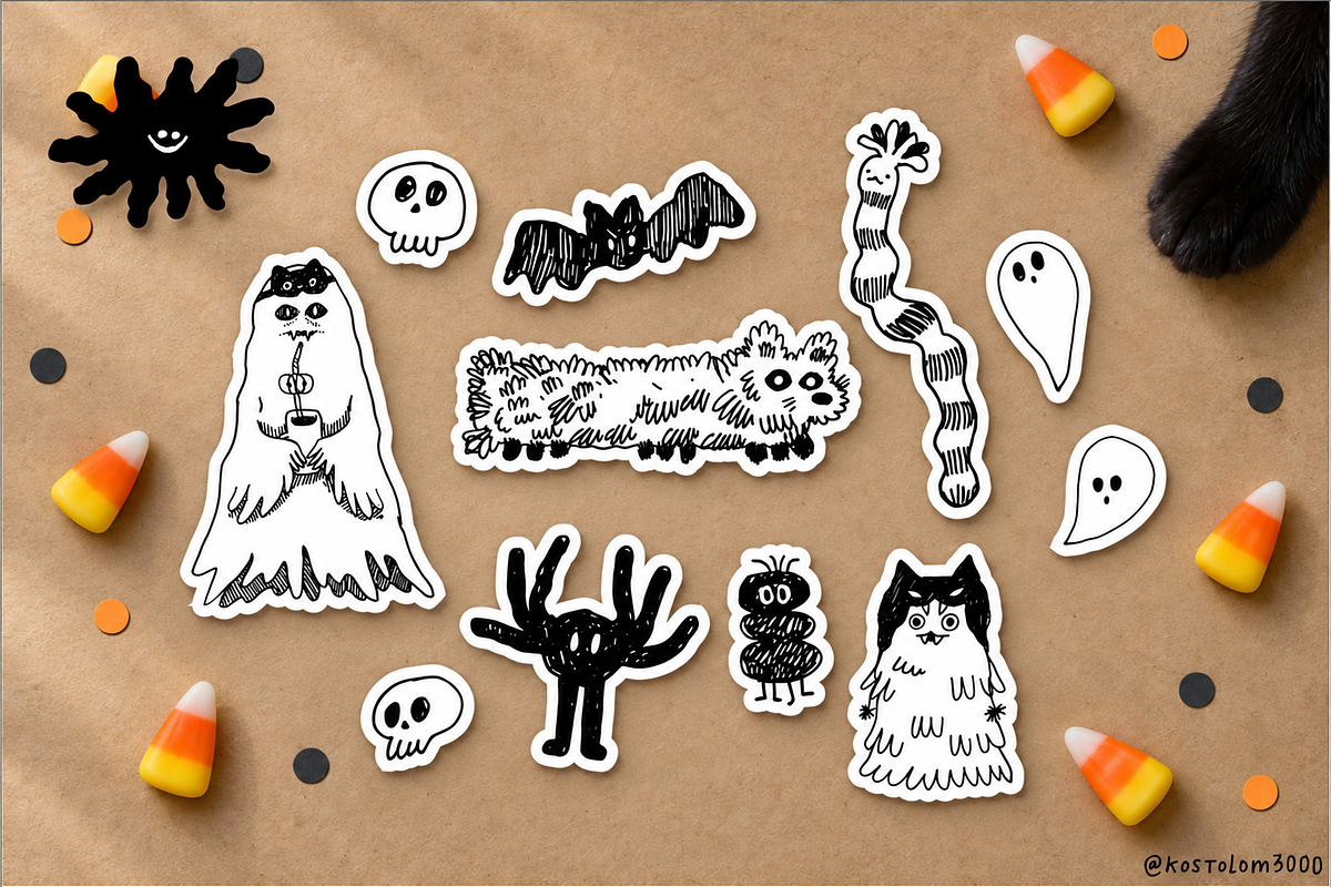 Odd Little Halloween doodle monsters, an Object Graphic by kostolom3ooo (Photo 3 of 6)