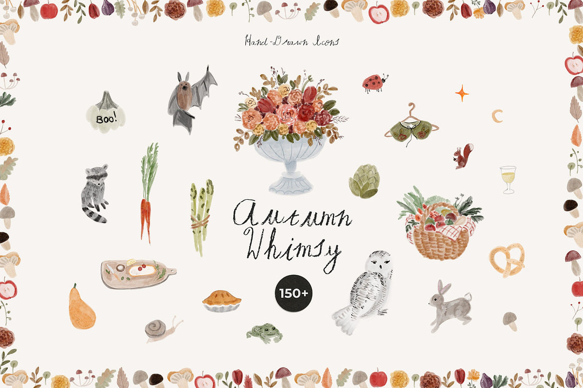 Autumn Whimsy — Hand-Drawn Icons, an Object Graphic by Lana Elanor (Photo 1 of 9)