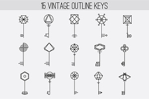 Vintage Outline Keys Set