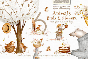 Animals Birds and Flowers