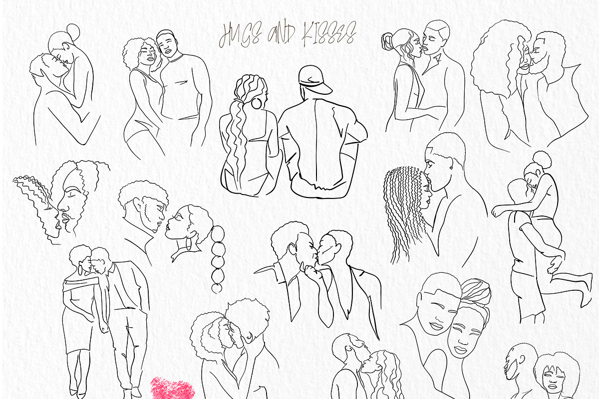 LOVE HEARTS KISSES. MODERN LINE ART, a Person Illustration by ArtOLB (Photo 3 of 12)