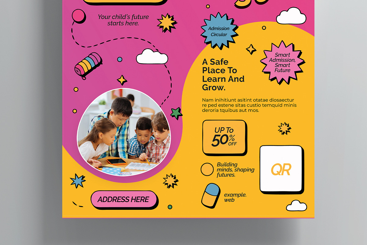 School Admission Flyer Template, a Flyer Template by MightyDesign (Photo 3 of 6)