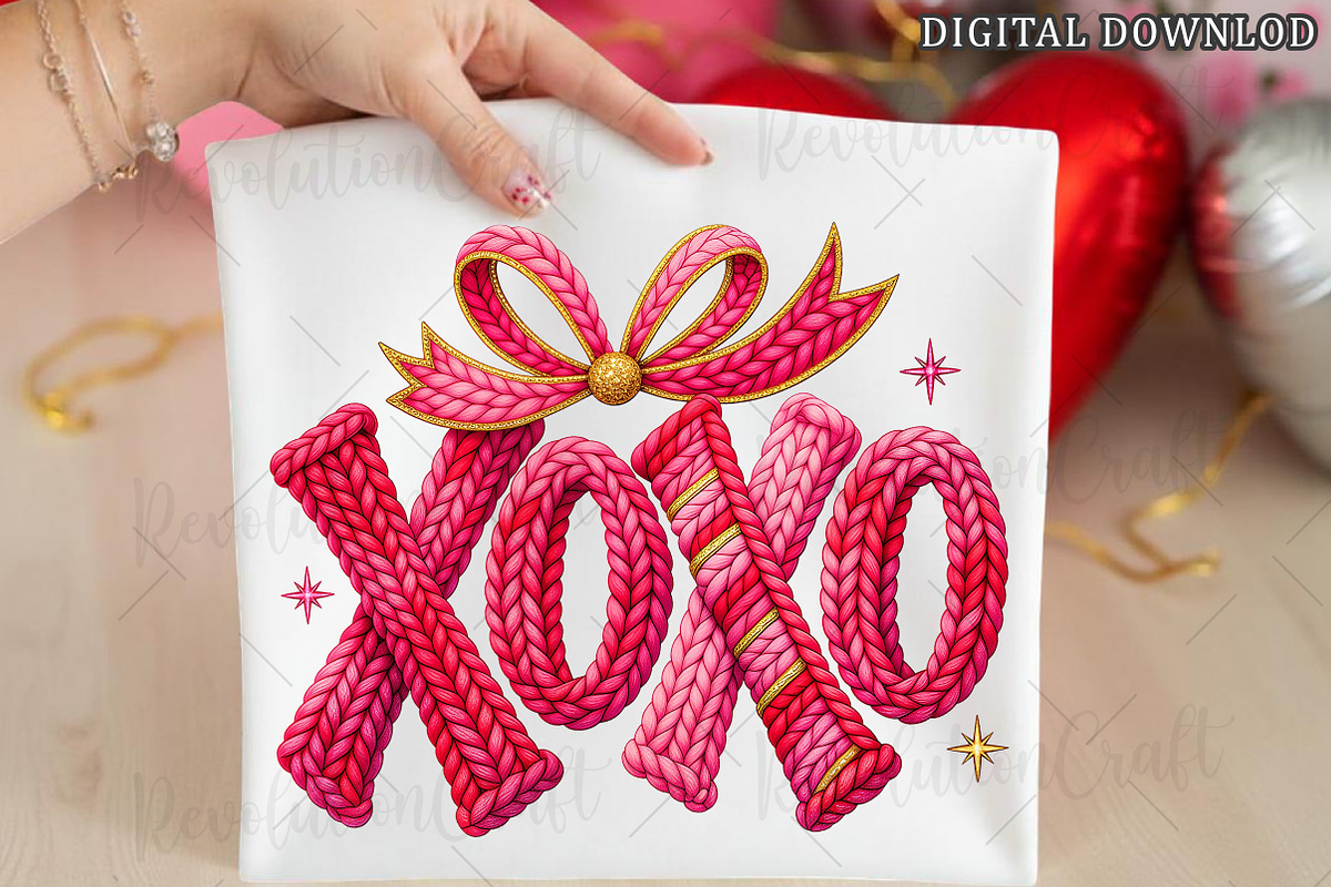 Faux Crochet Valentines XOXO Png, an Illustration by OK Design (Photo 1 of 6)