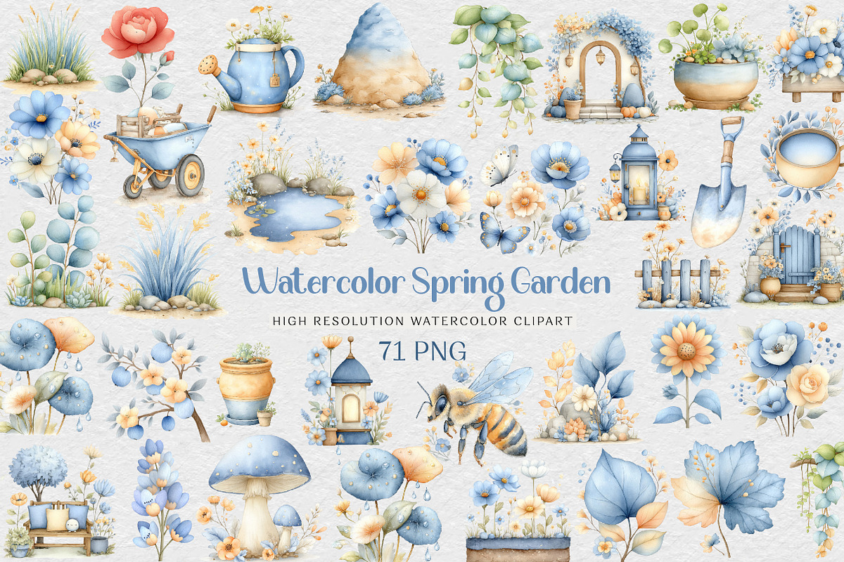 Watercolor Spring Garden, an Illustration by DreamCafeArt (Photo 1 of 8)