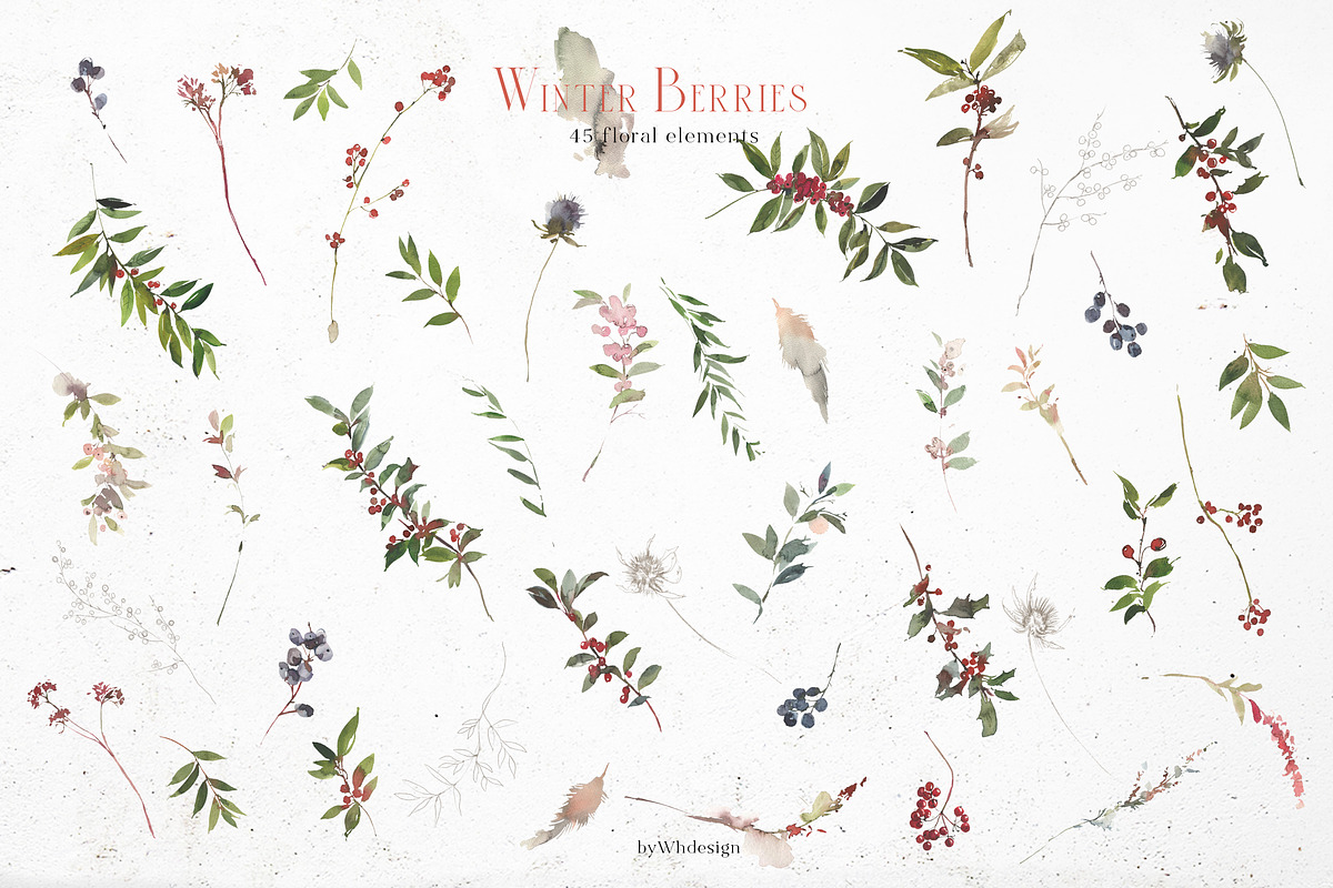 Winter Berries Christmas Watercolour, a Decorative Illustration by whiteheartdesign (Photo 13 of 14)