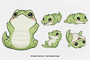 15 Bundle Watercolor Baby Crocodile, an Animal Illustration by Morspective (Thumbnail 6 of 8)