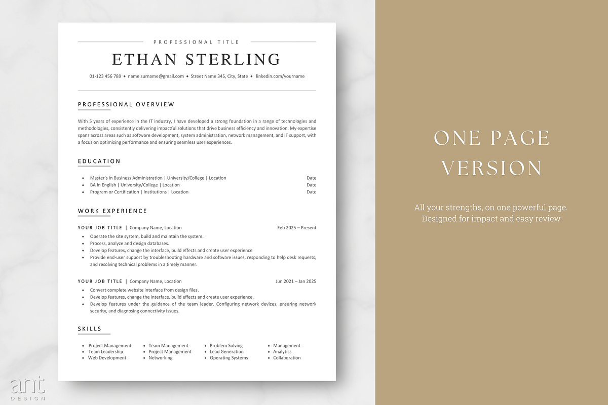 ATS Resume Template - Ethan, a Resume Template by AntDesignStudio (Photo 2 of 9)