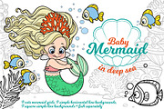 Baby mermaid in deep sea, an Illustration by Azuzlikus (Thumbnail 1 of 11)