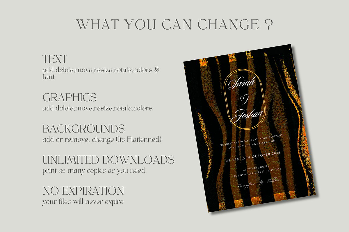 Tiger Stripe Wedding Invitation, an Invitation Template by InvitingStorys (Photo 10 of 11)