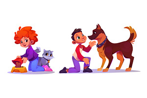 Children take care of their pets., a Person Illustration by art PVP - market