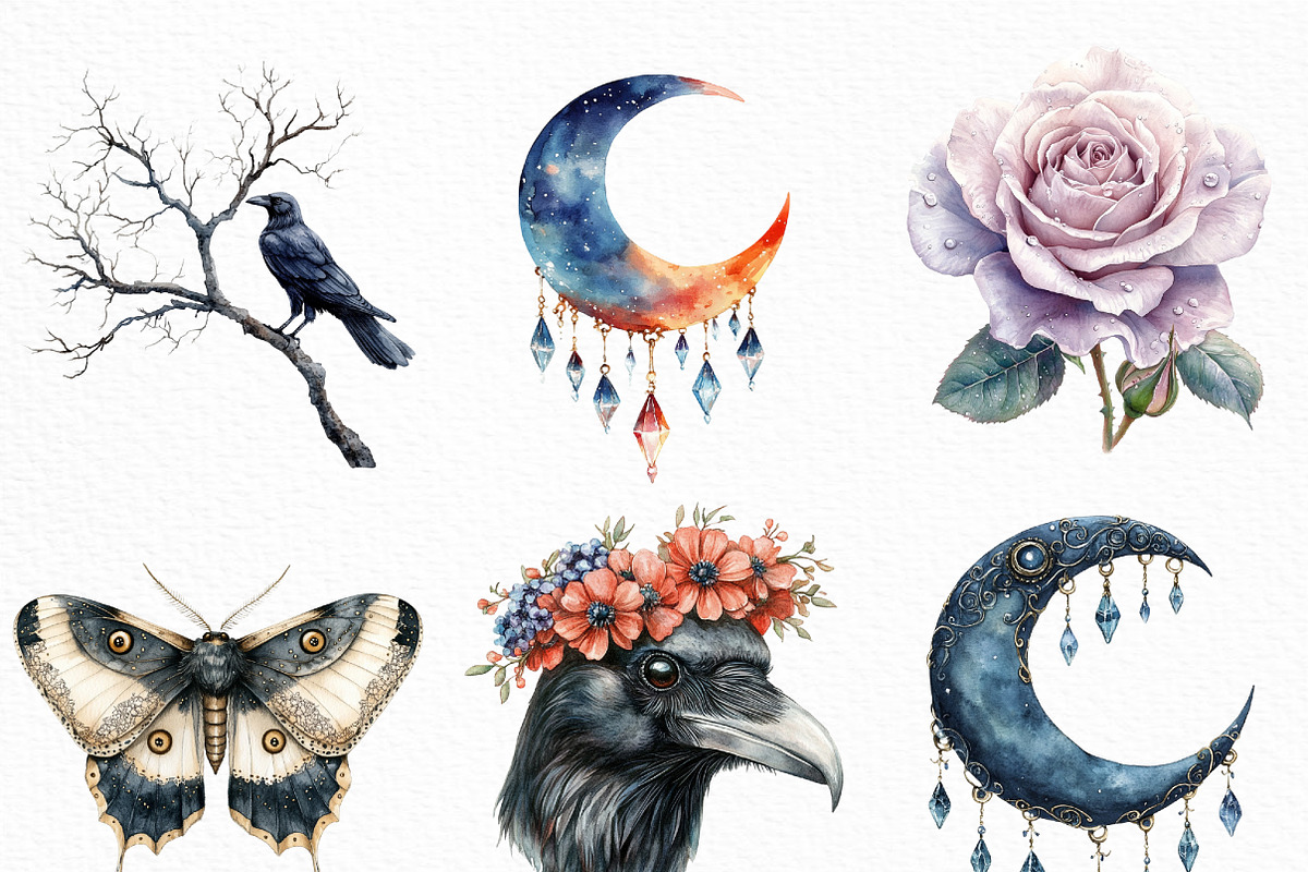 Watercolor Gothic Riverie Clipart, an Illustration by Craft Nest (Photo 3 of 6)