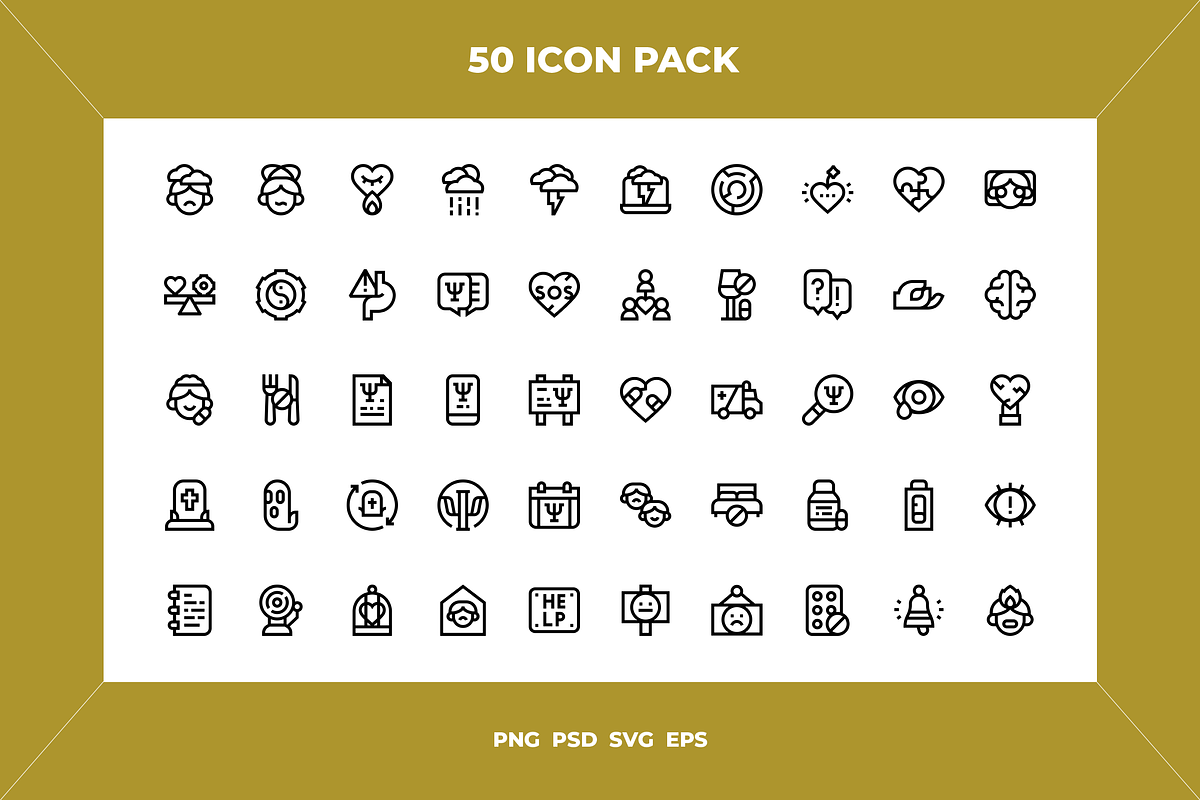 Anxiety and depression icons, an Outline Icon by Wencory (Photo 1 of 2)