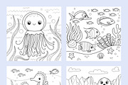 50 Printable Ocean Coloring Pages, an Animal Illustration by LikaYu (Thumbnail 4 of 9)