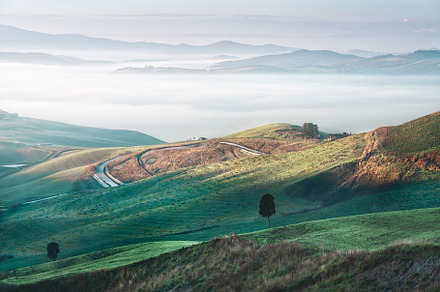 Foggy morning landscape in Volterra, a Nature Photo by Stefano Orazzini